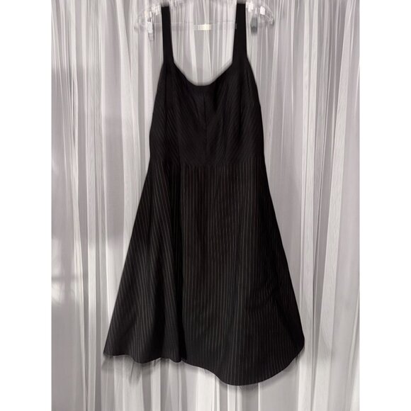 Ruby Rox Black Pinstripe Sleeveless Fit & Flare Dress With Tulle Underskirt Size - Picture 1 of 8